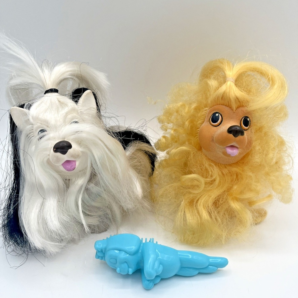 Sweetie Pups Dog Brush Toy Lot 2 Hasbro 1989 Cocker Spaniel Shih Tzu Vintage
